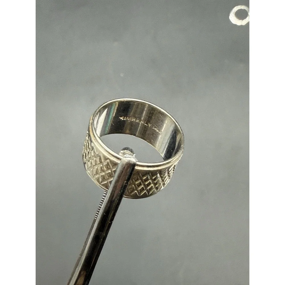 14k White Gold Kimberly Geometric Chain Pattern Band Ring Sz 7‎ 4.8 Grams